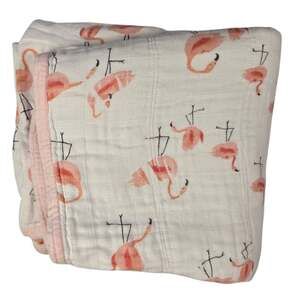 Little Unicorn Muslin Quilt Blanket Flamingos Pink